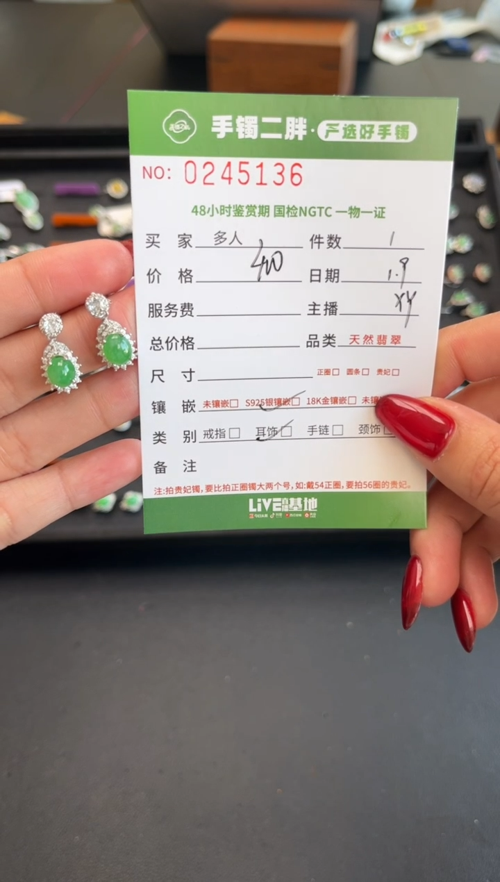 【闪购商品】翡翠耳饰银S925镶嵌多人