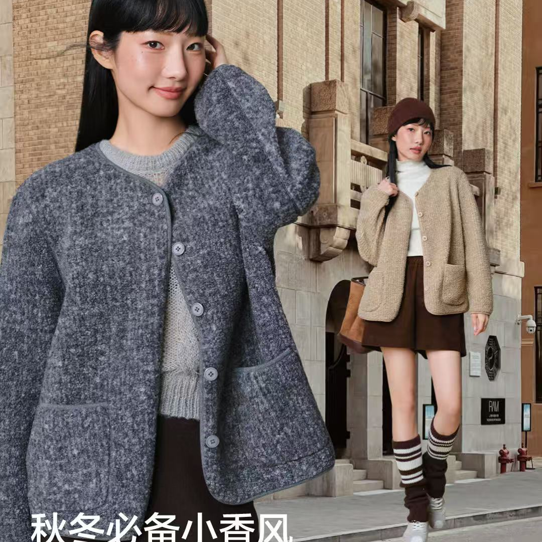 6016女款小香风绒轻奢衣外套经典小香风粗花呢（11）