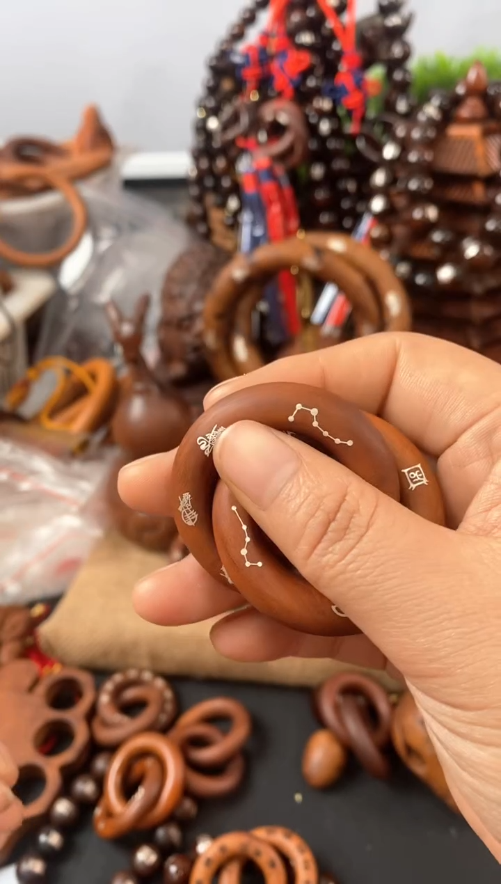 【闪购商品】木镶嵌银五雷五路小乾坤圈包邮到家老料