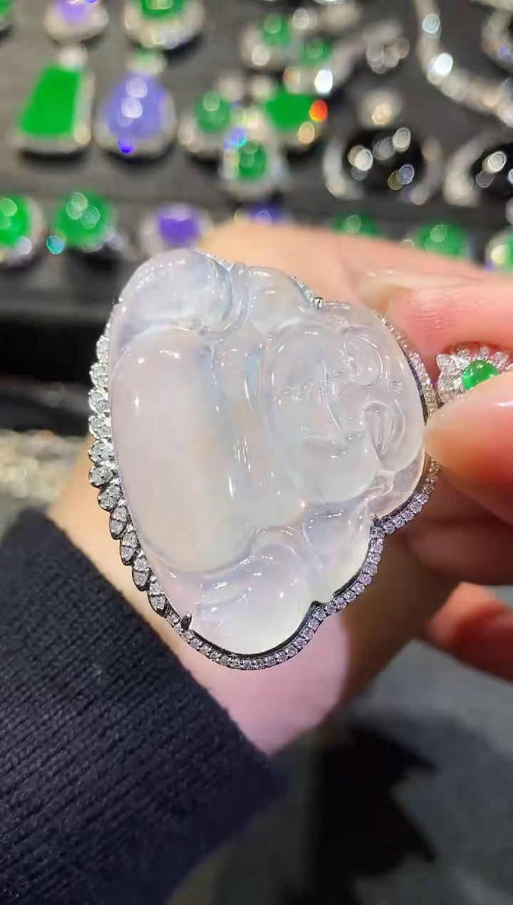 【闪购商品】翡翠吊坠(不含链)18K金镶嵌61-佛公