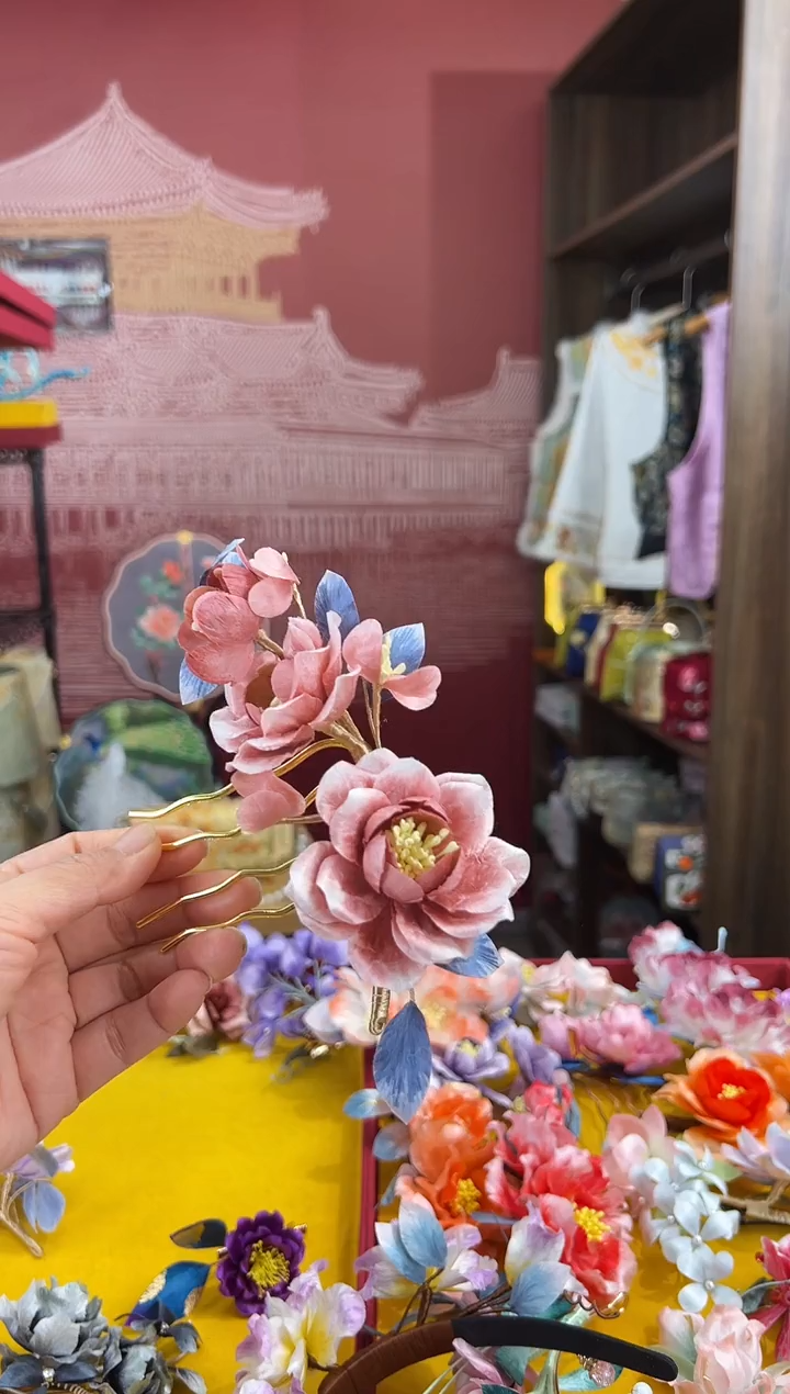 【闪购商品】刺绣非遗绒花（发饰）