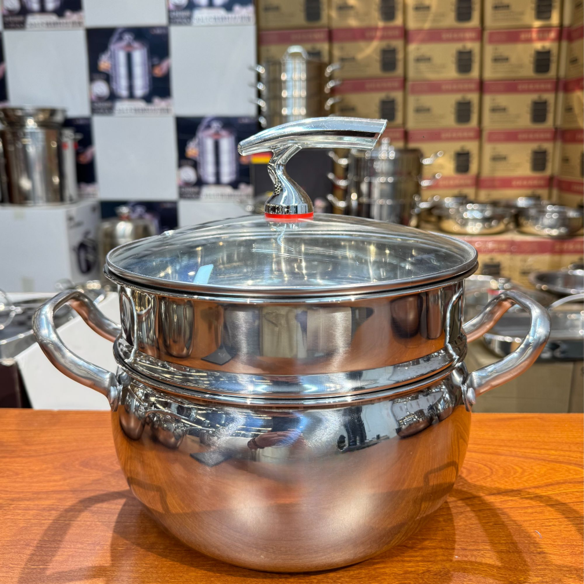 BH/不锈钢24CM双层汤锅多功能蒸煮锅厨房炖汤专用电磁炉通1用hn