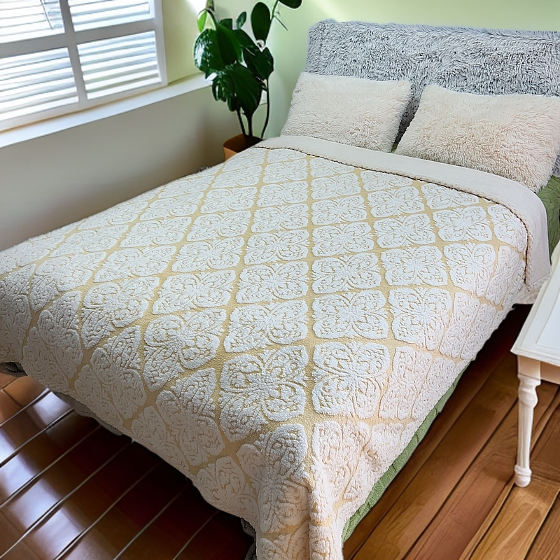 【黄底大花】200*230加厚双层盖毯毛毯休闲毯双面盖毯多功能床单