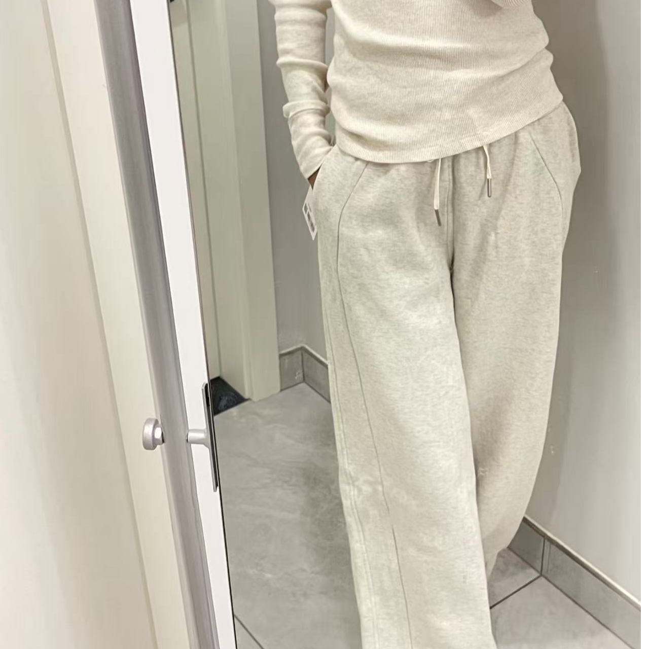 常规秋冬scube卫裤针织运动长裤阔腿裤松紧腰休闲裤高腰