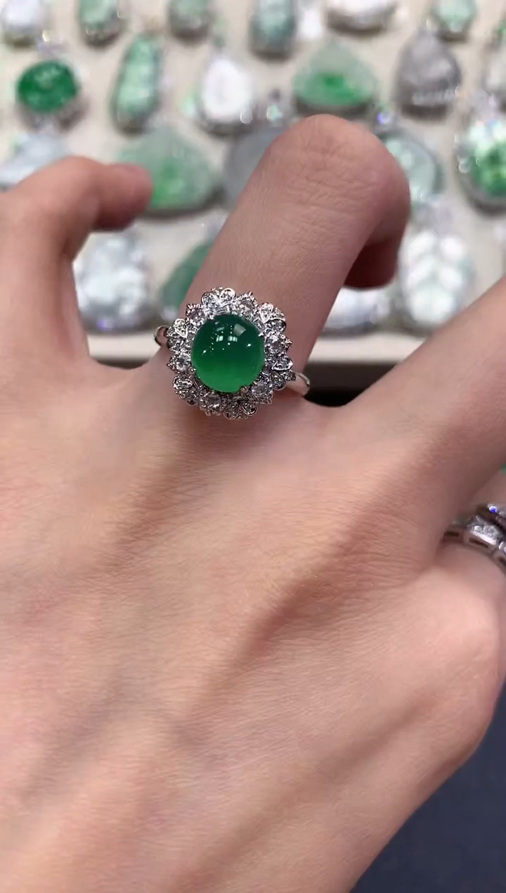 【闪购商品】翡翠戒指18K金镶嵌q57 多样性一件发货