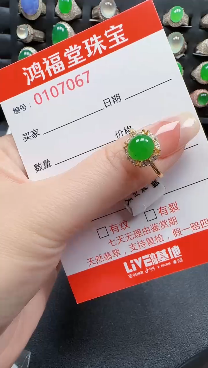 【闪购商品】翡翠戒指银S925镶嵌7067