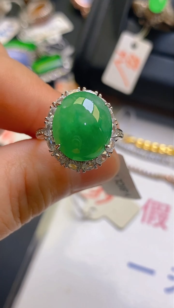 【闪购商品】翡翠耳饰银S925镶嵌天然A货翡翠1