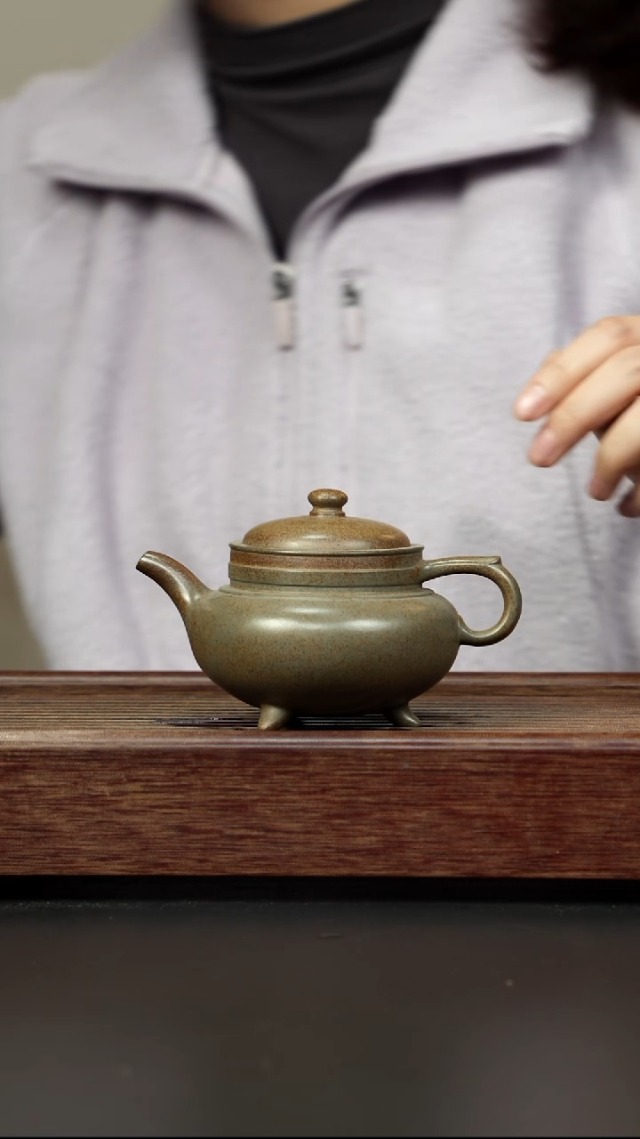 茶壶紫砂蟹壳青柴烧 古卣傲雪