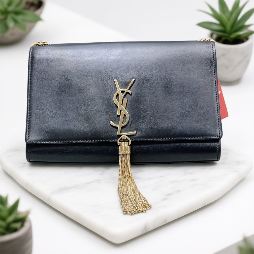 95新 YSL/圣罗兰  黑金流苏链条包  1799 2163 