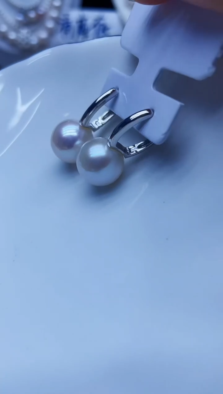 银S925镶嵌耳饰淡水珍珠耳环多样性发其一