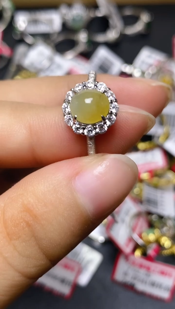 翡翠戒指银S925镶嵌百内无证书