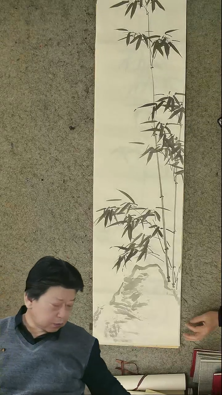 国画四尺对开  墨竹条屏 34*138cm