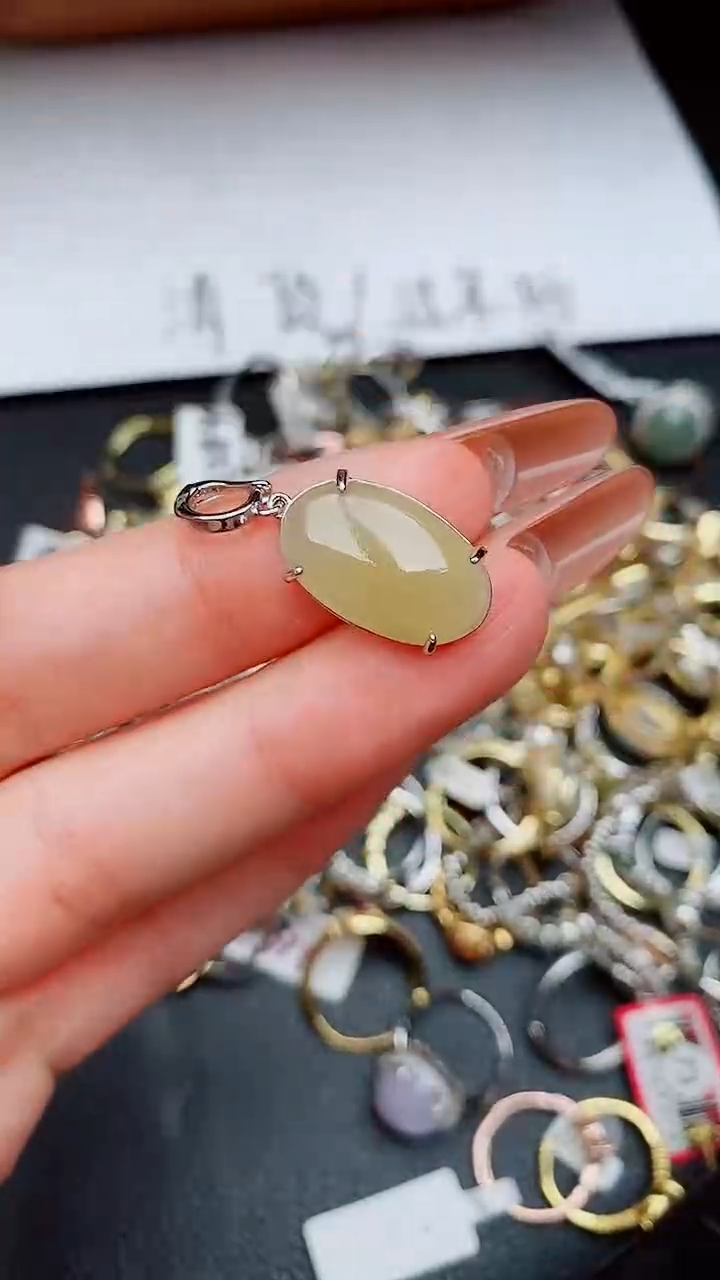 银S925镶嵌戒指翡翠...