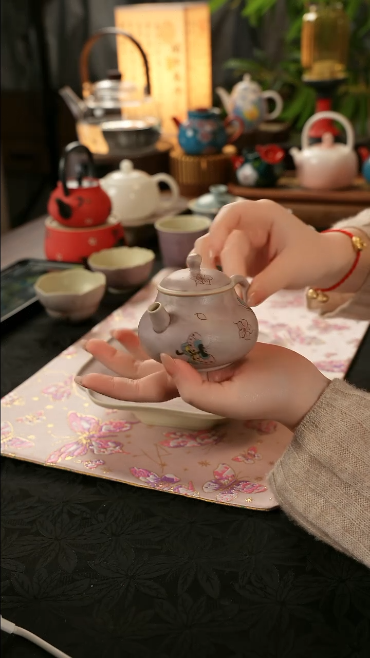 陶瓷茶具蝶舞幽岚壶