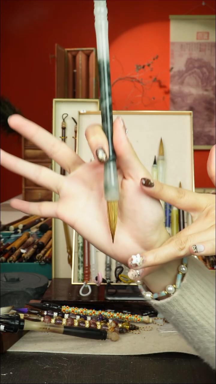 442号闪孤品高货毛笔链接 清水试笔 蘸墨不退