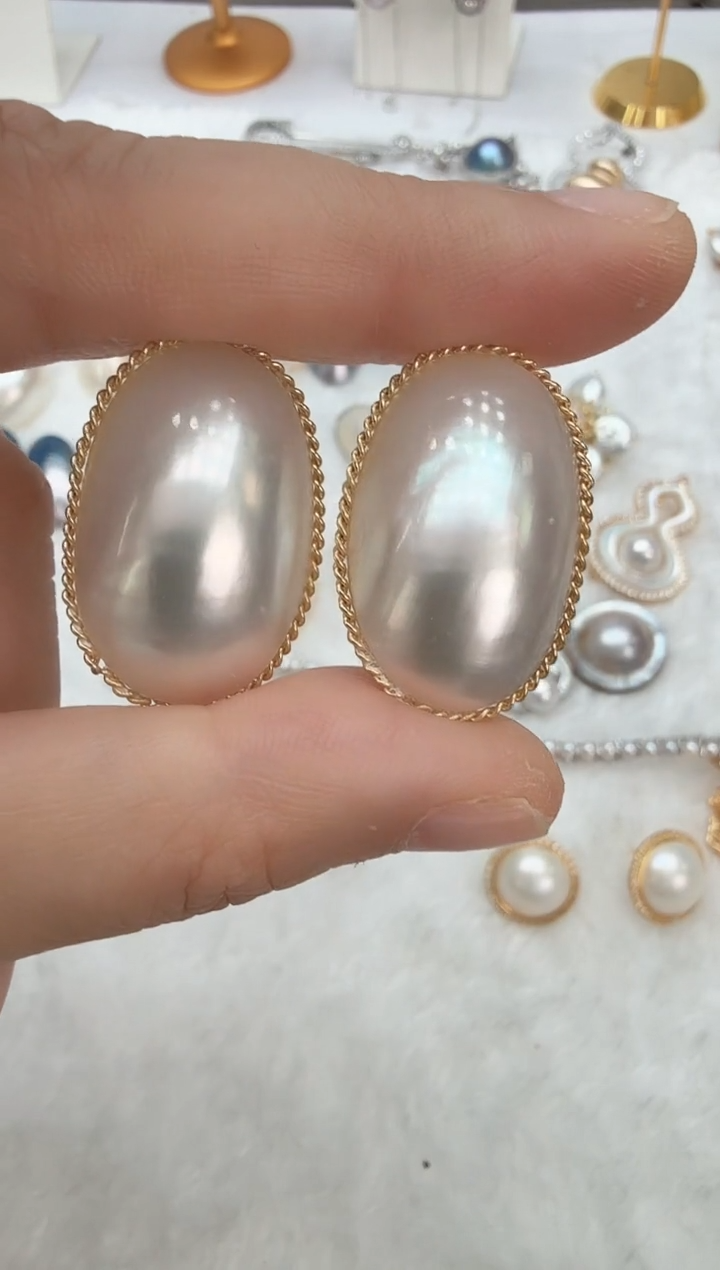 非金属925银无有边白色耳钉