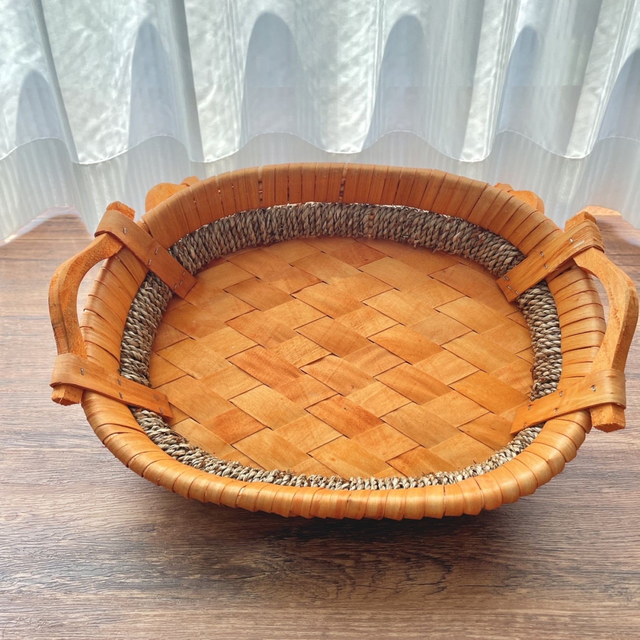 柳编收纳盘水果盘手工复古储物篮子杂物收纳筐零食家用面包筐L