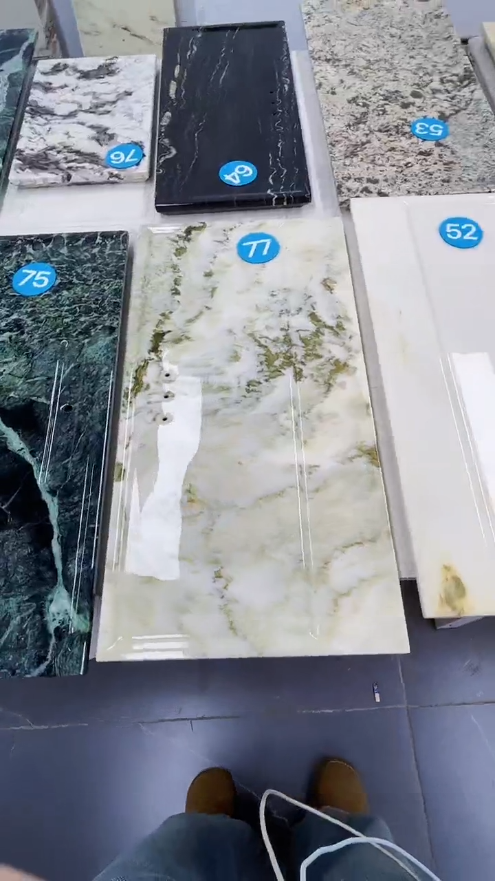 大理石奢石茶盘山水画70*35厘米