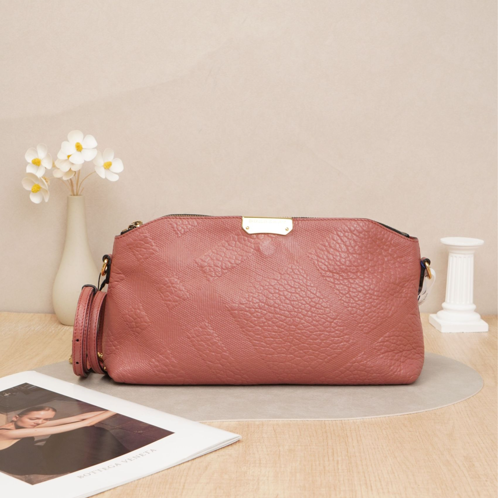 95新 BURBERRY/博柏利 博柏利斜挎包皮粉色牛皮/DS026695