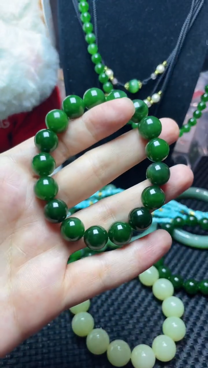 颈饰未镶嵌和田玉和田玉碧玉手串12mm