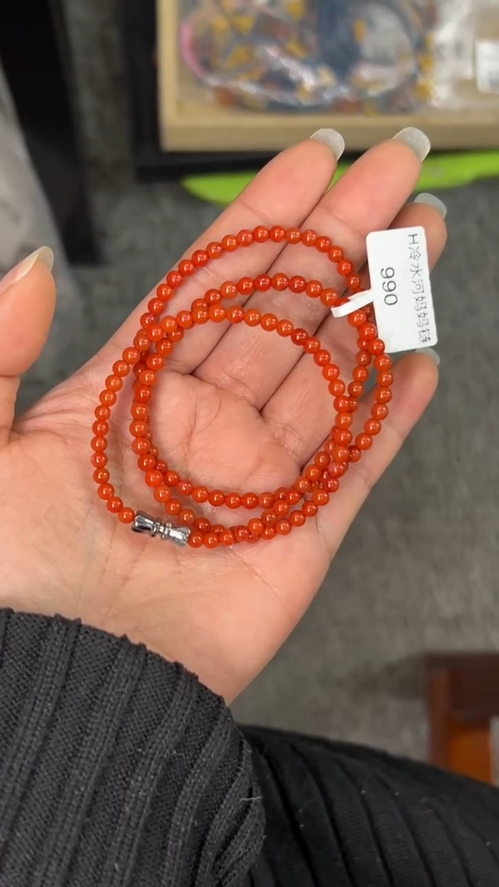 【闪购商品】南红玛瑙手串未镶嵌原矿无优化冷水河3mm妈妈链