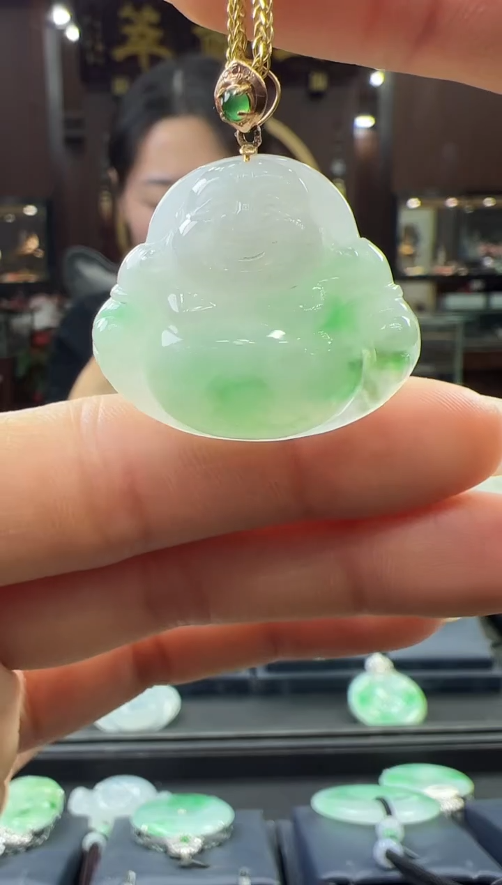 【闪购商品】翡翠挂件18K金镶嵌佛公不含链