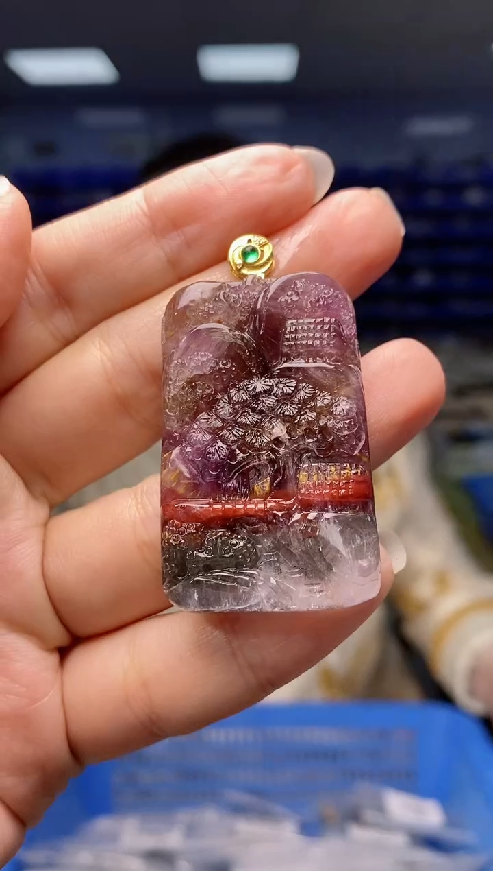 【闪购商品】水晶吊坠(不含链)18K金镶嵌G08412