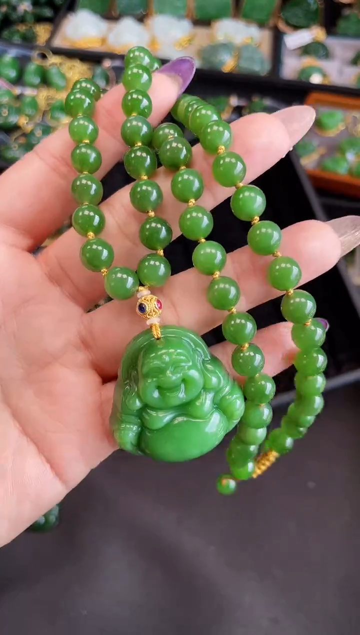 【闪购商品】和田玉套链18K金镶嵌35MM 多样性发一