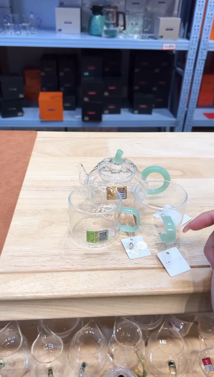 禾器福蔓壶浅玉色➕浅玉色清禾杯一对