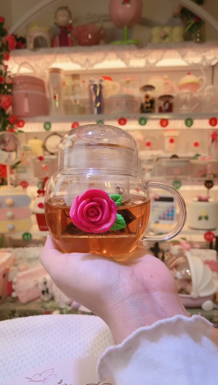 玫瑰花吨吨泡茶杯——手工制作品质好！