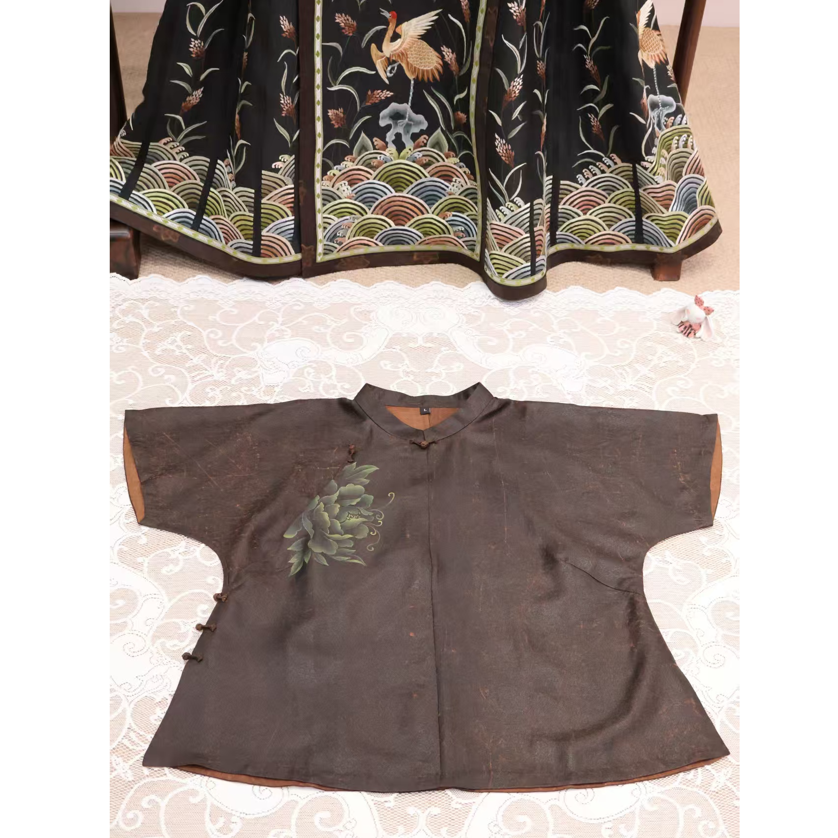 【手绘小褂】葳蕤国风中式服装原色莨纱立领斜襟上衣（衣长60胸围106