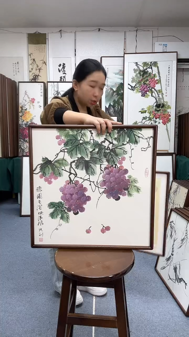 国画尺寸52*52实木画框京东包邮手绘