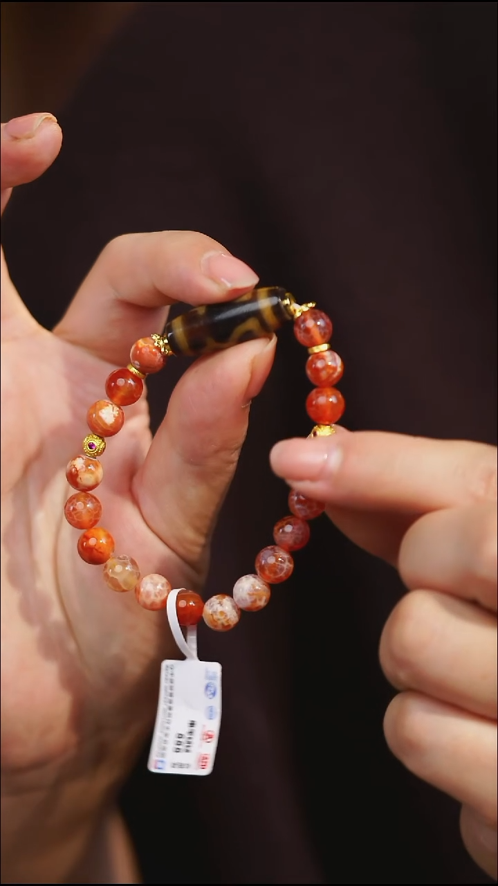 未镶嵌手链玛瑙/玉髓（覆膜）黑金多样性发一