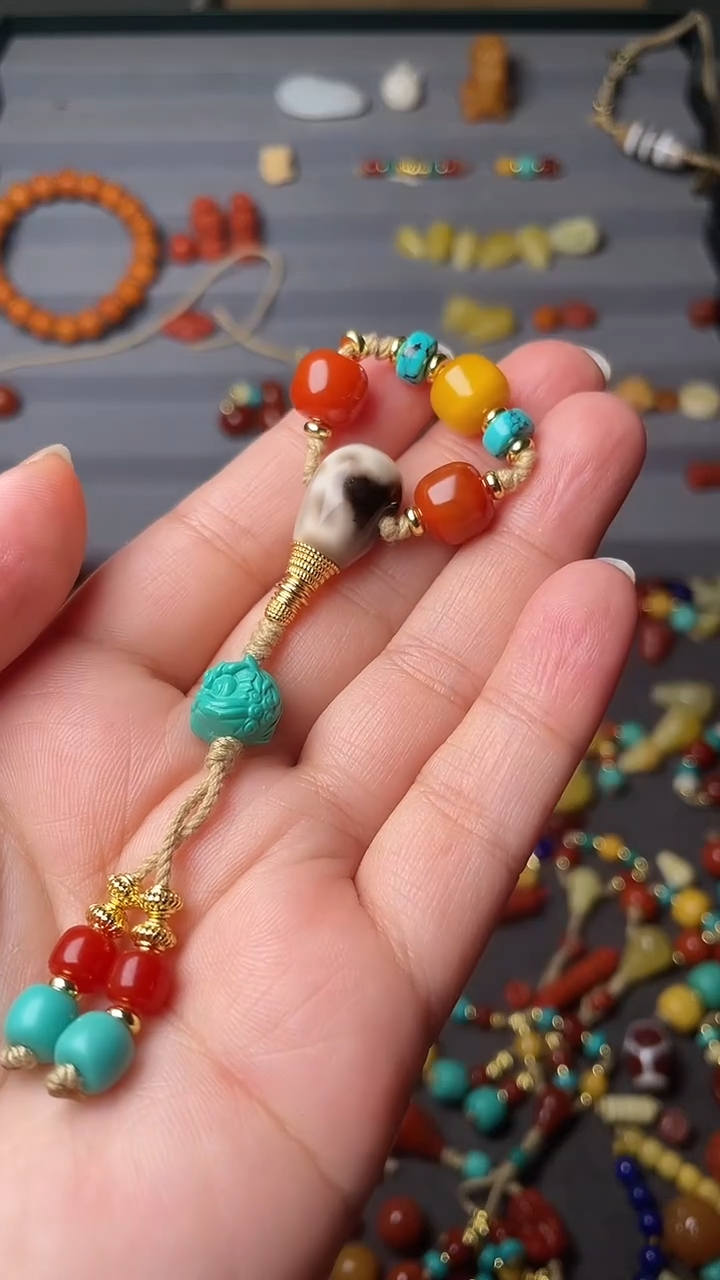 裸石蜜蜡未镶嵌6-9珠改三通套