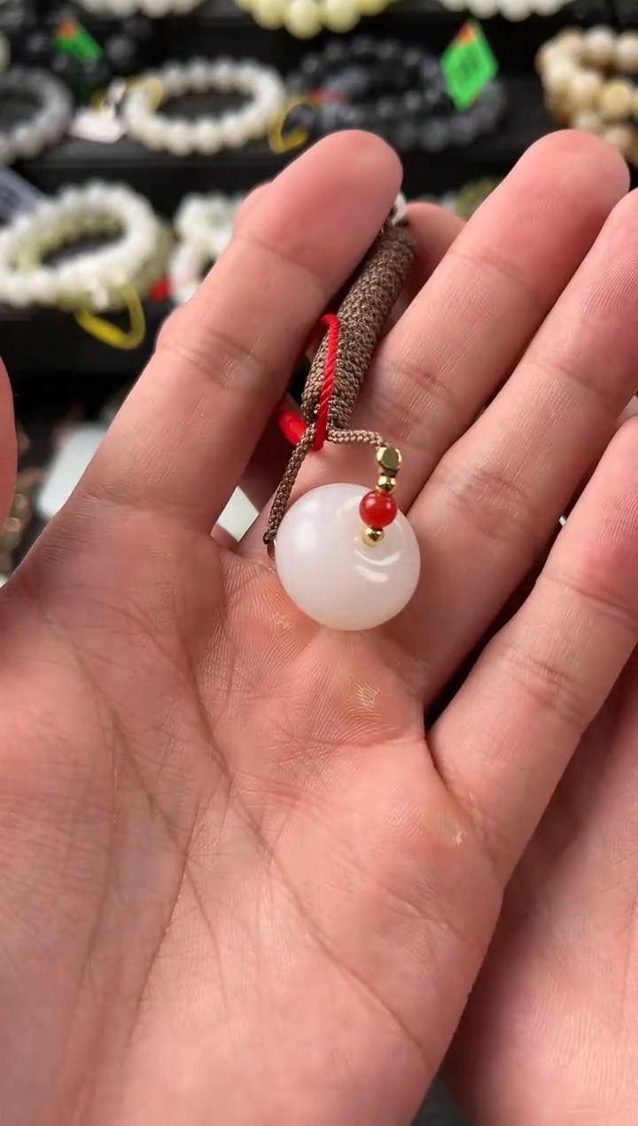 【闪购商品】和田玉平安扣未镶嵌且末天泰白玉平安扣微色差