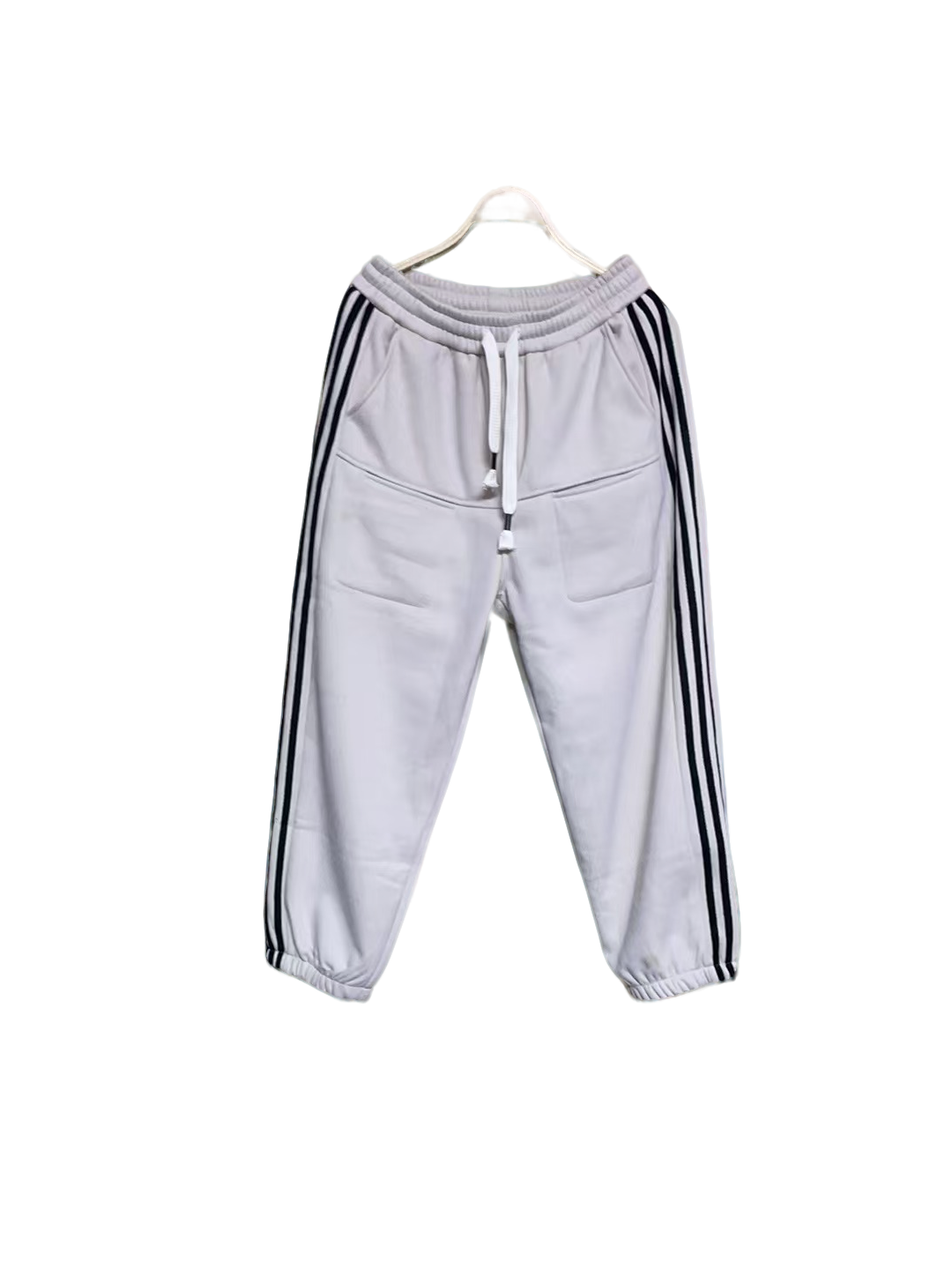 8718冬季加绒三道杠宽松休闲裤-500百搭时尚潮流抽绳条纹保暖