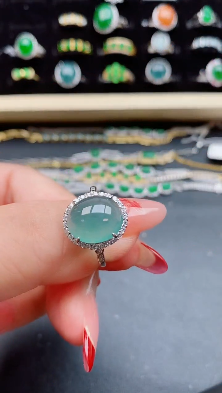 【闪购商品】翡翠戒指银S925镶嵌508055