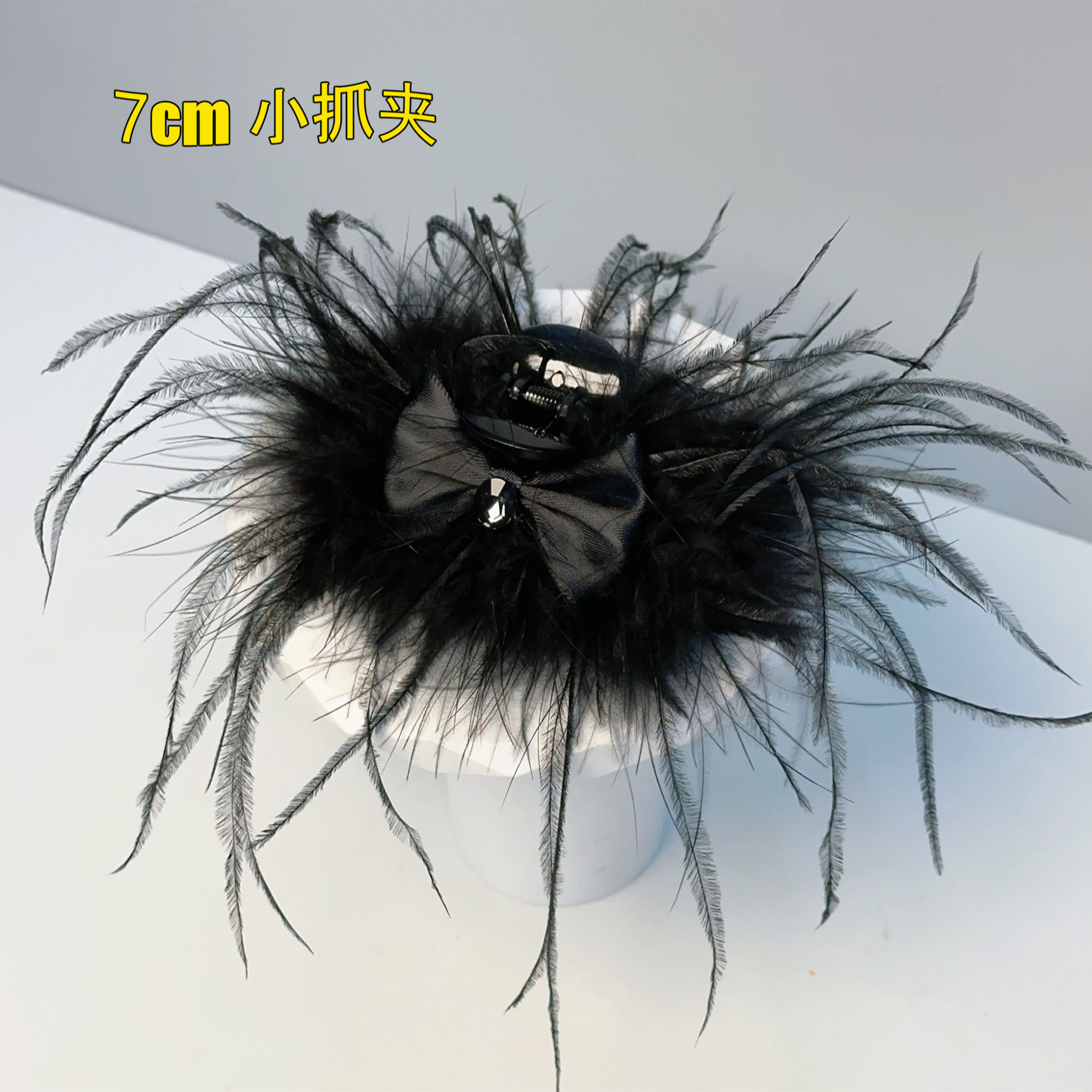 新款蝴蝶结羽毛小抓夹适合半披肩增加发量女后脑勺盘发夹子鲨鱼夹