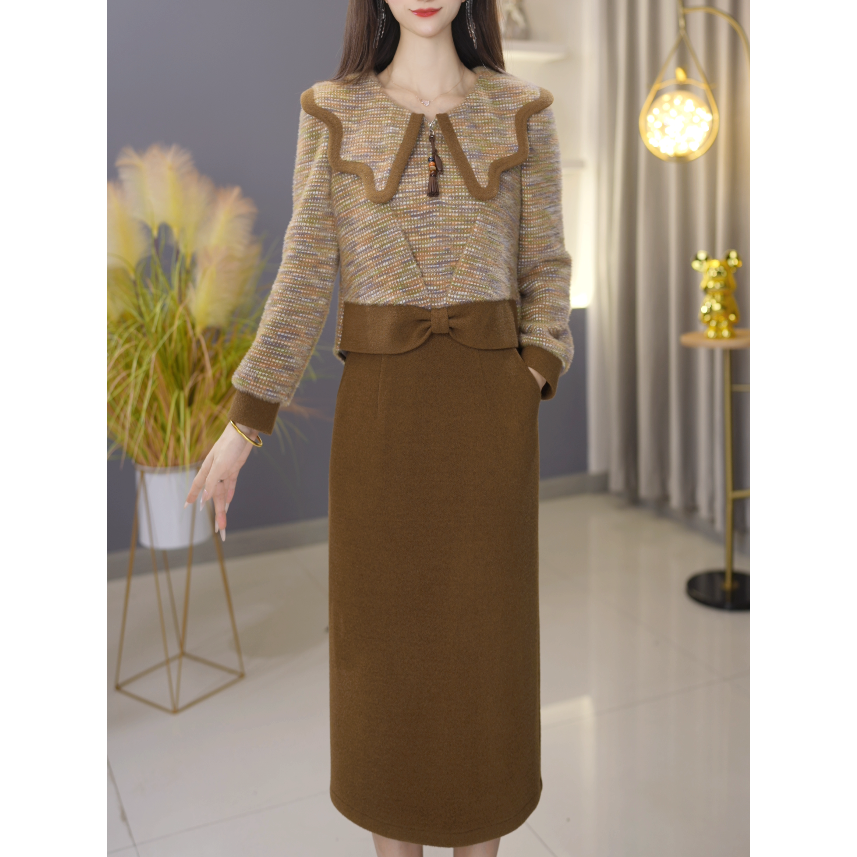 【套装定制】C870上衣配半身裙两件套优雅时尚减龄收腰显瘦冬季新款