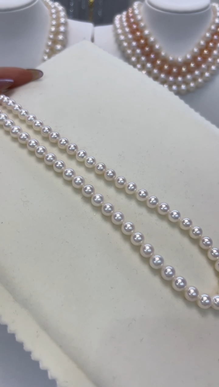 【闪购商品】淡水珍珠颈饰银S925镶嵌6.5-7.5MM无核