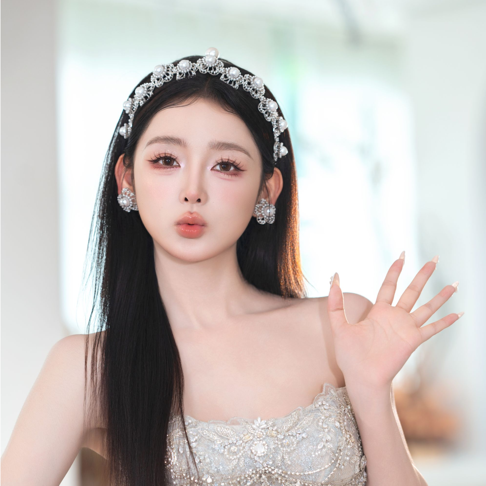 合金仿水晶婚庆饰品 01038新娘头饰时尚简约花朵皇冠套装