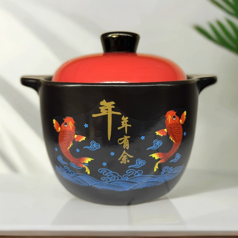 【超值推荐】5 升年年有余砂锅炖锅煮粥煲汤明火燃气可用
