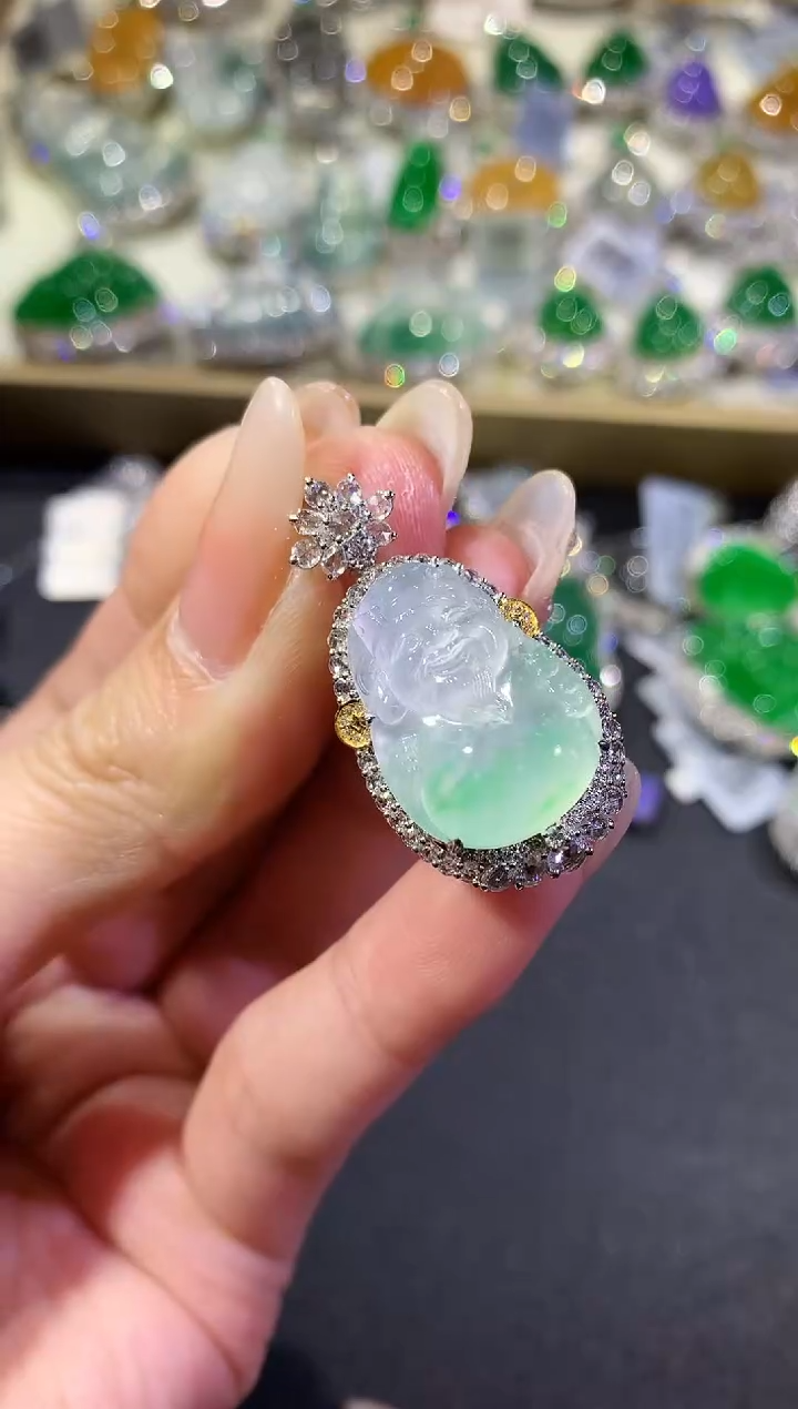 【闪购商品】翡翠吊坠(不含链)18K金镶嵌86-米爷