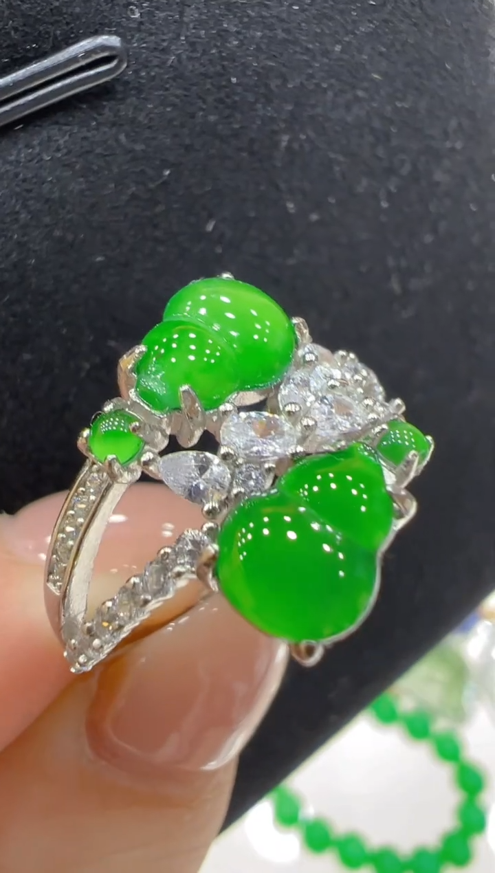 银S925镶嵌戒指翡翠多样性团购发一件