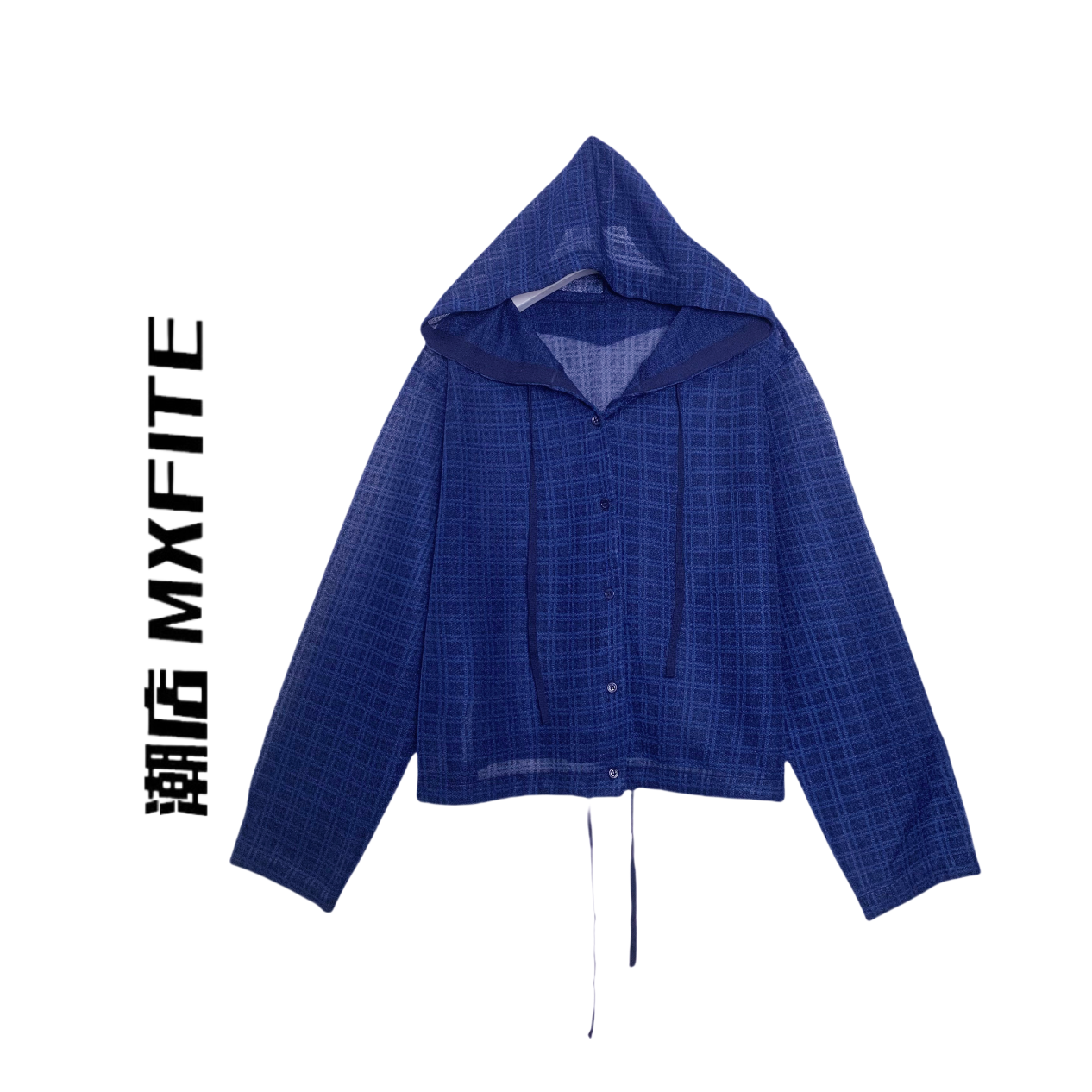 MXFITE潮店早秋新款个性格纹连帽长袖休闲衬衫（P34050）
