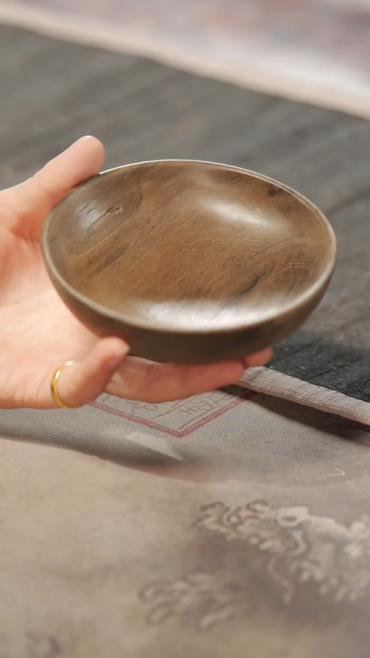 【闪购商品】金丝楠木雕344原木点心盘