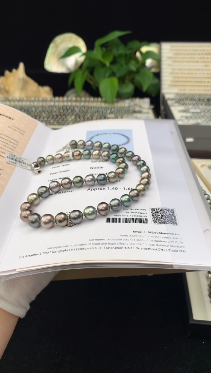 【闪购商品】海水珍珠颈饰银S925镶嵌海水大溪地珍珠项链8-11mm