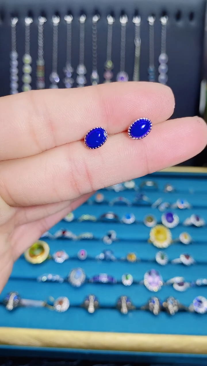 【闪购商品】青金石耳饰银S925镶嵌1211