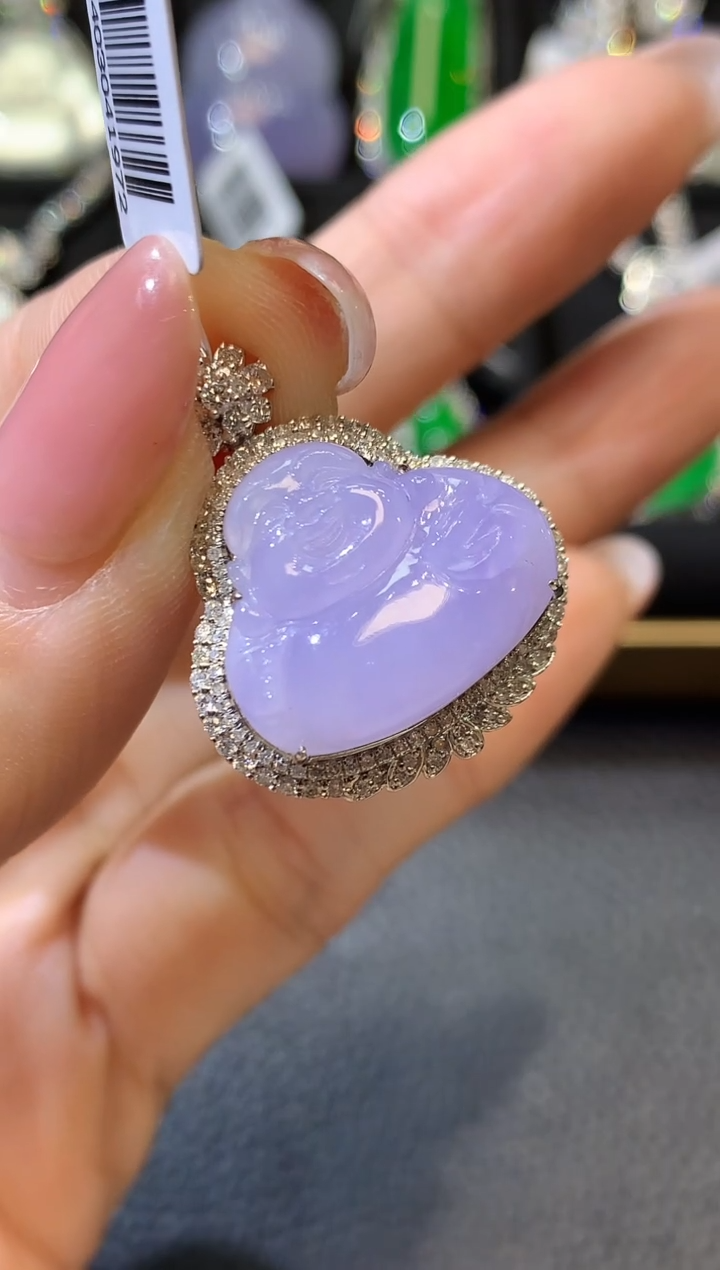 【闪购商品】翡翠吊坠(不含链)18K金镶嵌D22 紫货有一定色差