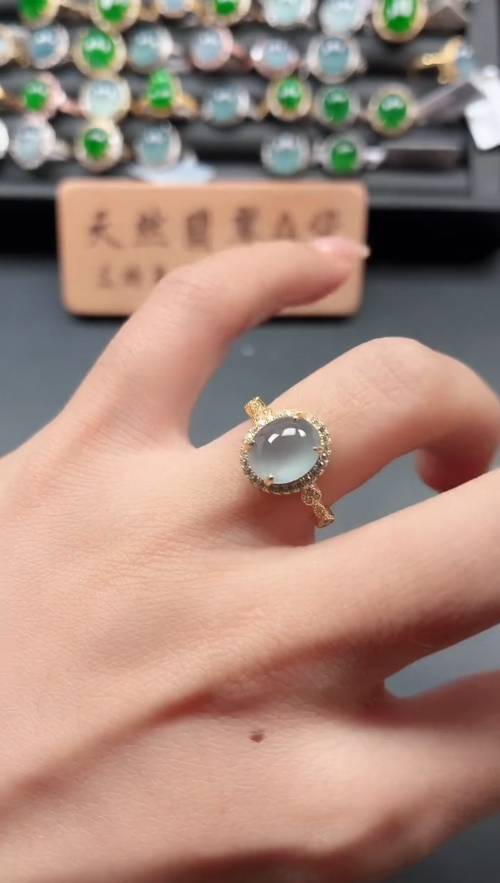 银S925镶嵌戒指翡翠111